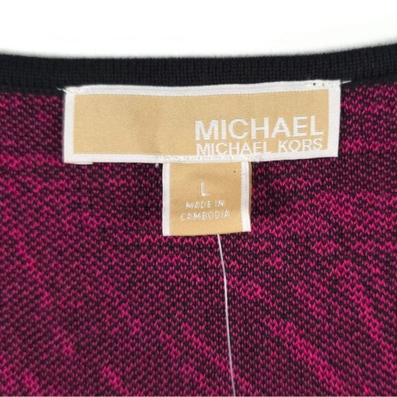 NWT MICHAEL KORS Women‎ Two Pieces Set Top/Skirt Knit Electric Pink/Black - Picture 7 of 12